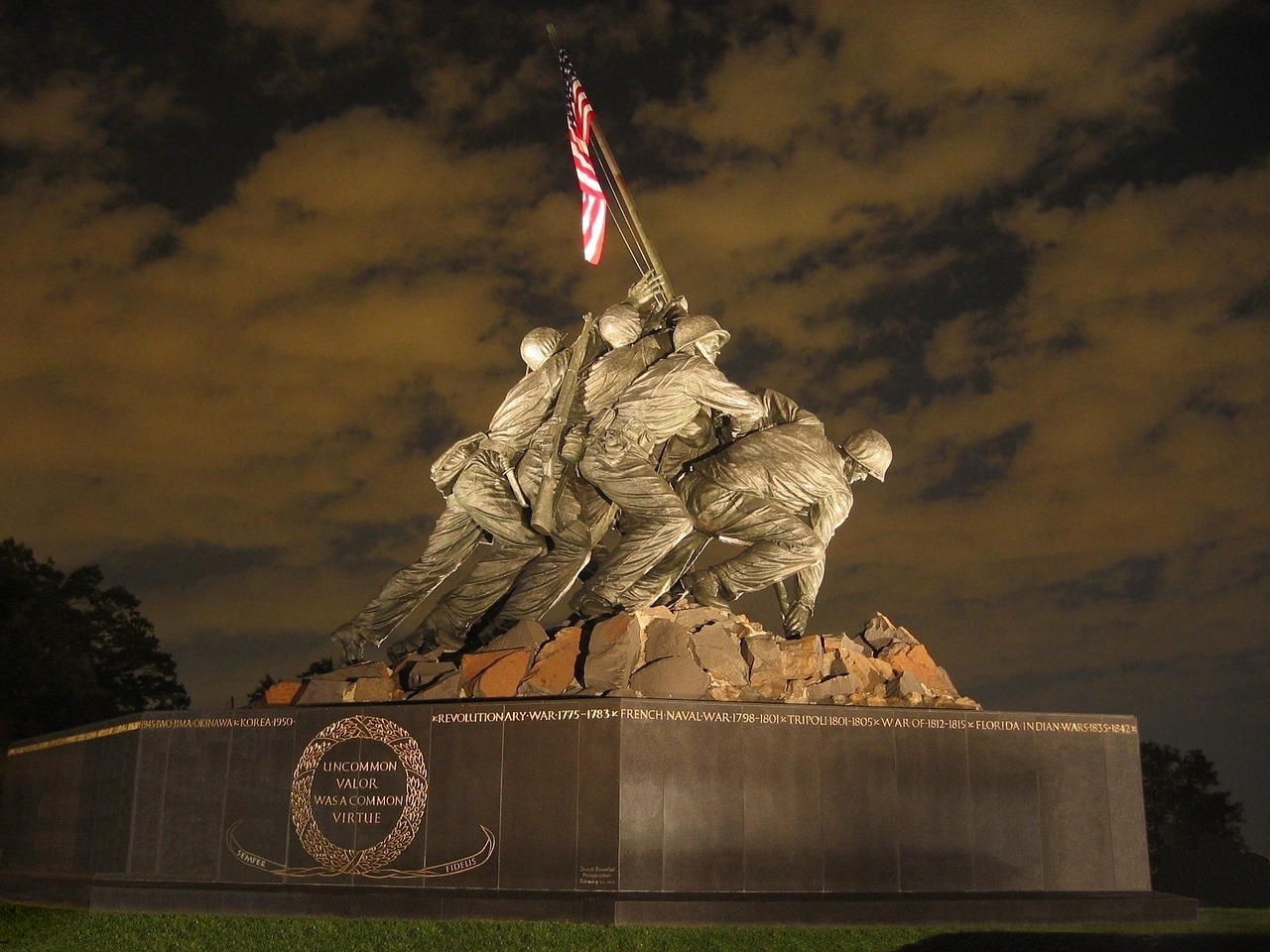 Mus Marines Karo Memorialas,  Naktis,  Iwo Jima,  Amerikietis,  Kariuomenė,  Paminklas,  Patriotinis,  Vėliava,  Apšviestas,  Apšviestas
