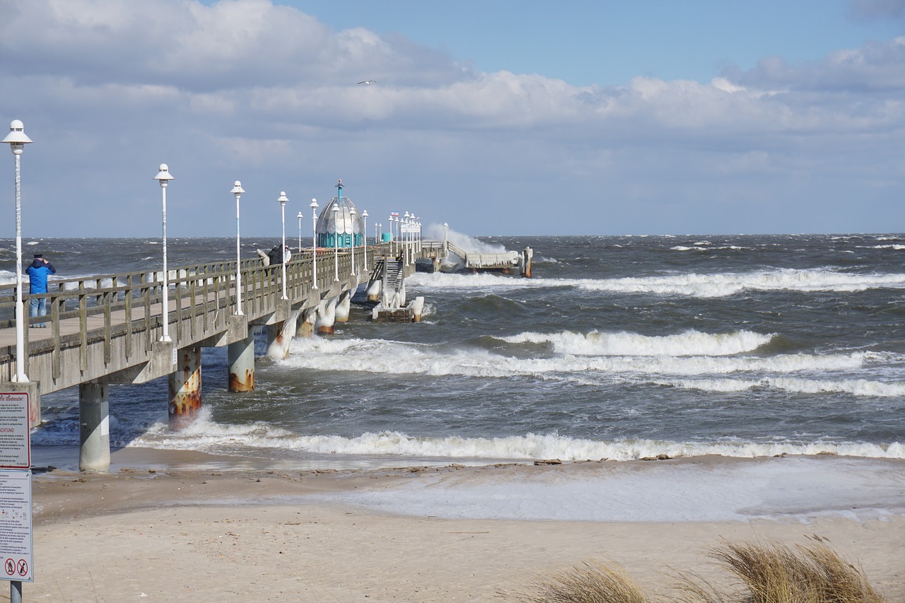 Usedom,  Zinnowitz,  Jūros Tilto,  Jūra,  Pajūrio Kurortas,  Baltijos Jūra,  Vandens,  Ledas,  Šalto,  Kovas