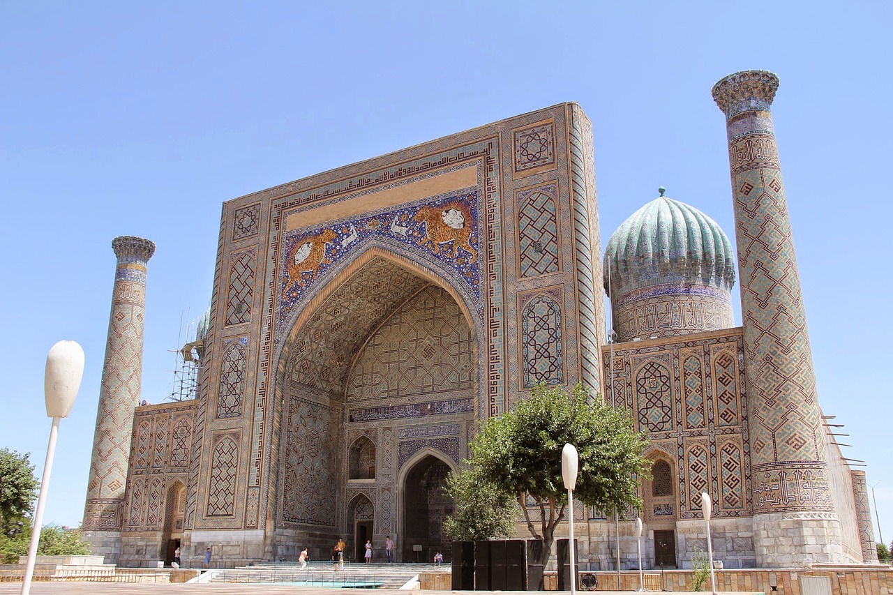 Uzbekistanas, Mečetė, Samarkandas, Registan, Registruojantis Kvadratas, Mėlynas Kapitalas, Mėlyna Kvadratas, Užsienio Šalys, Kelionė Užsienyje, Centrine Azija