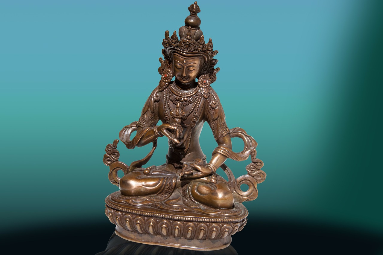 Vajrasattva, Bodhisatva, Ezoterinė, Dešinė Ranka, Vajra, Tibetas, Bronza, Didžiausia Transcendentinė Buda, Penkios Smailios Galvos Apdangalos, Karoliai