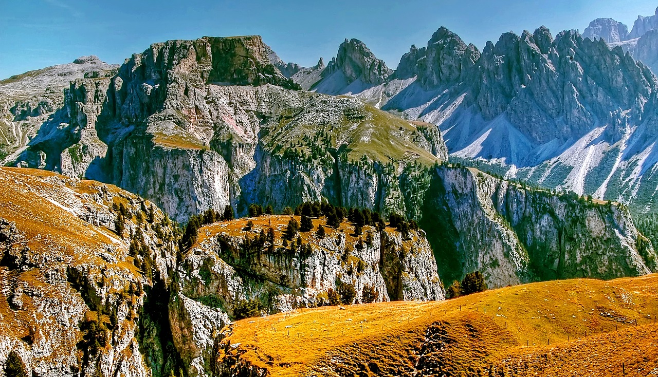 Val Gardena, Dolomitai, Gamta, Kraštovaizdis, South Tyrol, Kalnai, Alpių, Italy, Pieva, Medžiai