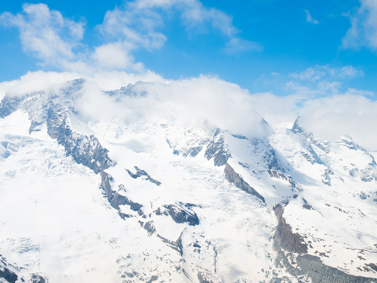 Valais, Šveicarija, Kalnai, Monte Rosa, Sniegas, Gornergrat, Pasienio Ledynas, Zermatt, Alpių, Ledinis