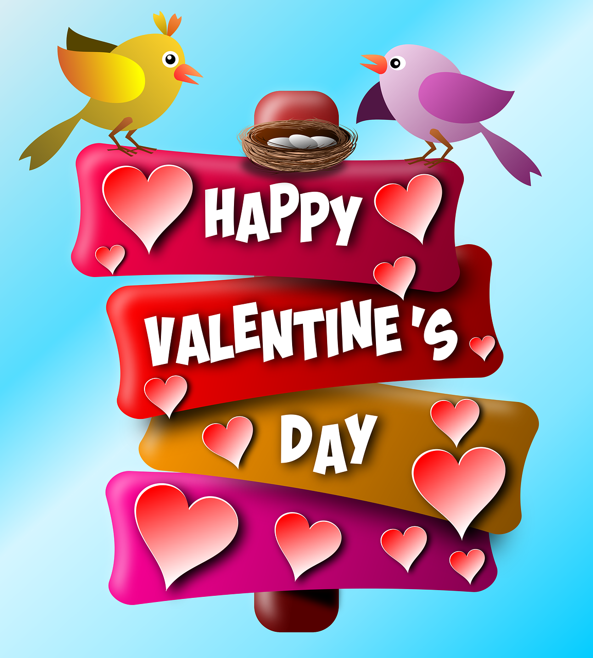 Valentine, Valentino Diena, Vaikinai, Paukščiai, Gyvūnai, Amorous, Lizdas, Kiaušiniai, Santuoka, Širdis