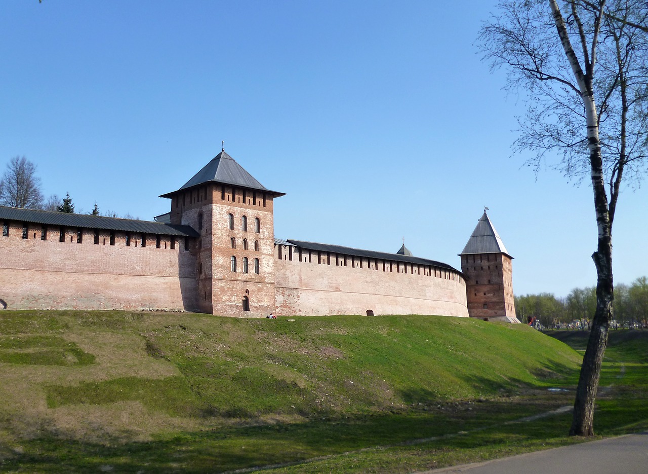 Veliky Novgorod, Tvirtovė, Siena, Architektūra, Bokštas, Fortifikacija, Rusija, Akmens Mūra, Kremlius, Rodyti Vietą