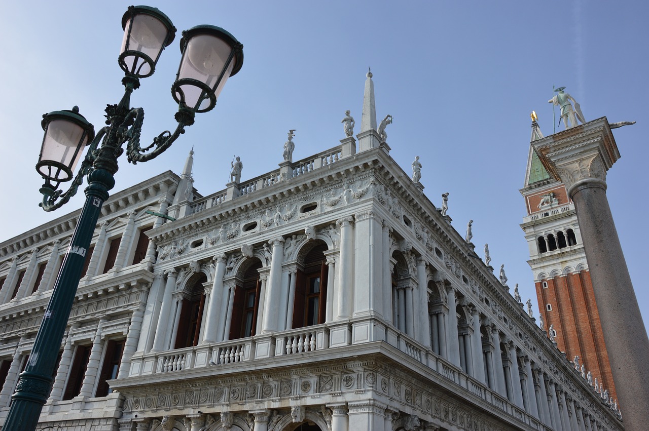 Venecija, St Ženklo Aikštė, Bokštas, Statula, Žibintas, Namai, Nemokamos Nuotraukos,  Nemokama Licenzija