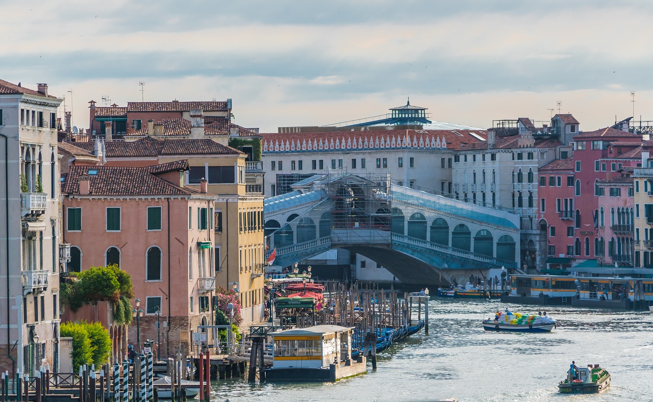 Venecija, Italy, Rialto Tiltas, Statyba, Didysis Kanalas, Europa, Kelionė, Vanduo, Gondola, Turizmas