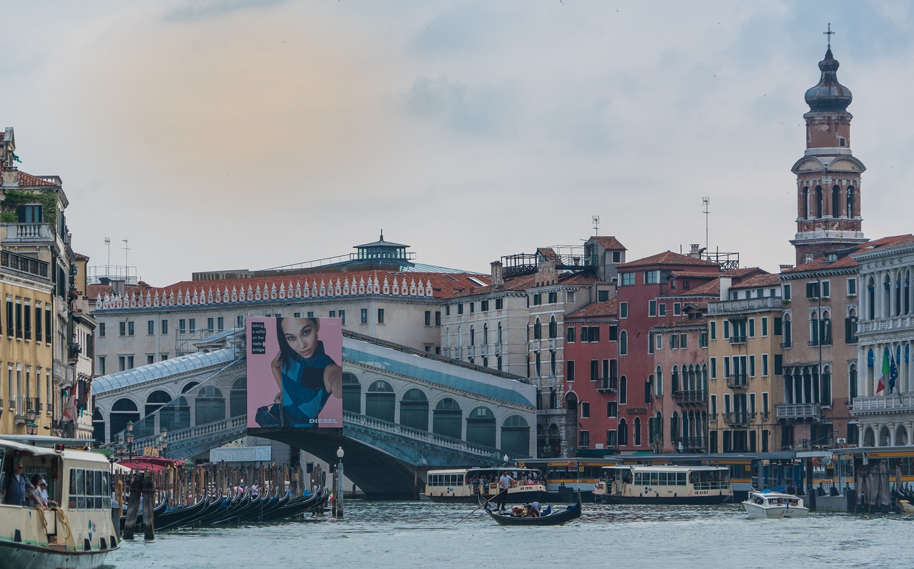 Venecija, Italy, Rialto Tiltas, Saulėlydis, Europa, Kanalas, Kelionė, Vanduo, Turizmas, Venetian