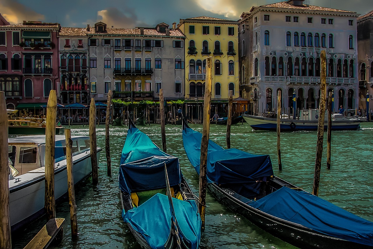 Venecija, Venetian, Vakaras, Mėnulio Šviesa, Gondola, Kanalas, Italy, Ispanų, Venezija, Didysis Kanalas