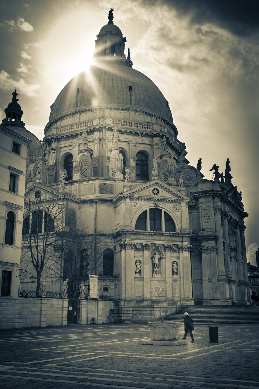 Venecija, Italy, San Maggiore, Saulė, Juoda Ir Balta, Venetian, Architektūra, Venezija, Ispanų, Miestas