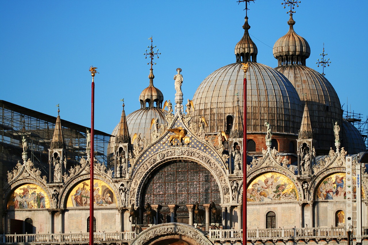 Venecija, Italy, Kupolas, San Marco, Pastatas, Architektūra, Bažnyčia, Katalikų, Katedra, Kvadratas