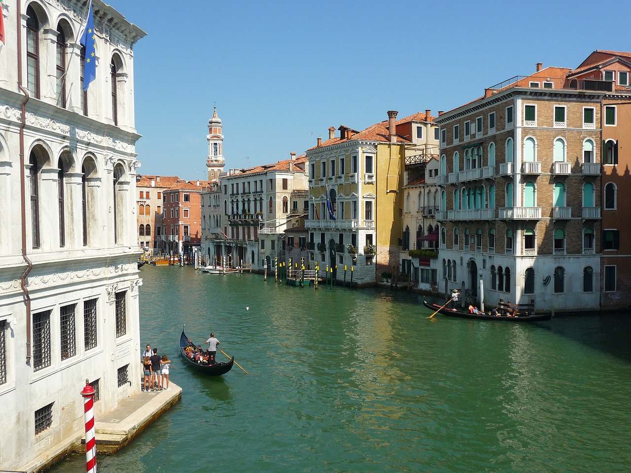 Venecija, Didysis Kanalas, Gondola, Ispanų, Italy, Gondolieris, Atostogos, Valtis, Venezija, Nemokamos Nuotraukos