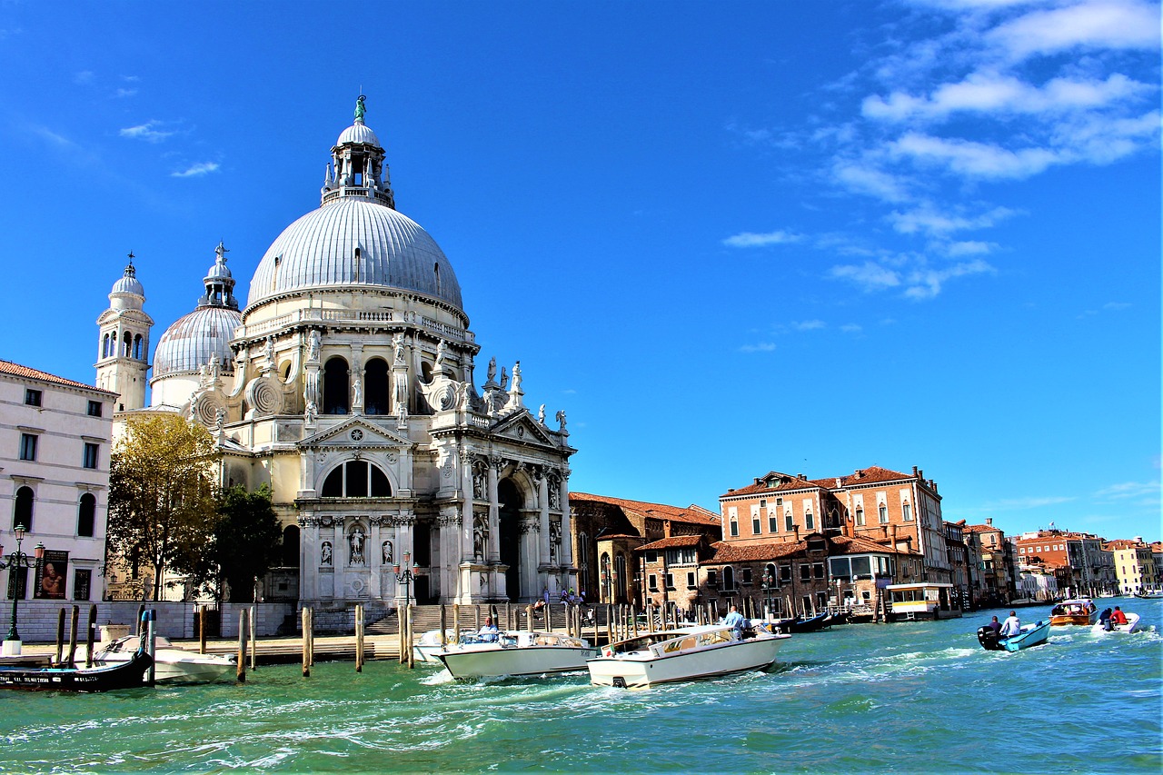 Venecija, Italy, Santa Maria Della Salute, Bažnyčia, Kanalas, Didysis Kanalas, Valtis, Valtys, Gražiai, Kelionė