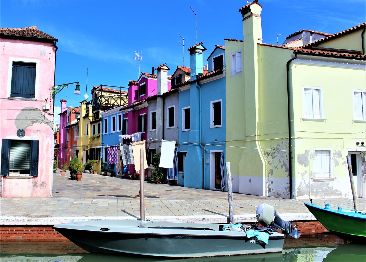 Venecija, Italy, Burano, Venecijos Lagūnas, Lagūnas, Sala, Pastatai, Kanalas, Kelionė, Senas