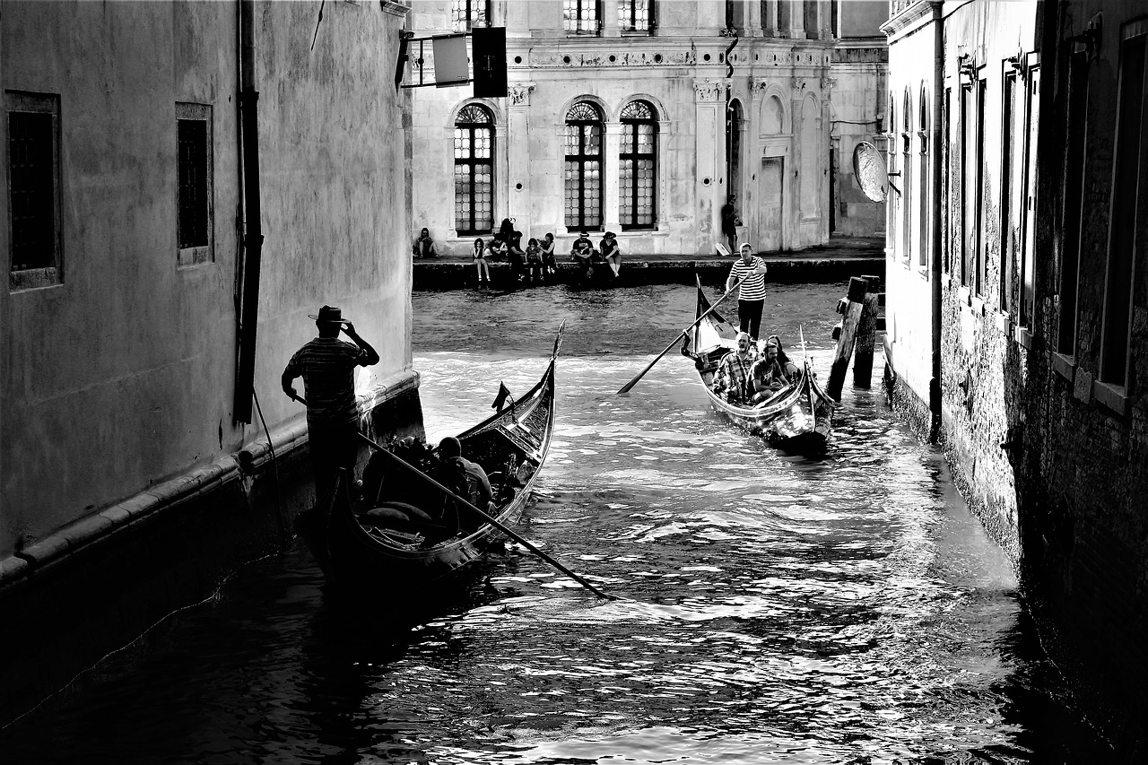 Venecija, Italy, Kanalas, Gondolos, Gondoljärer, Gondola, Vanduo, Architektūra, Pastatai, Pasaulis