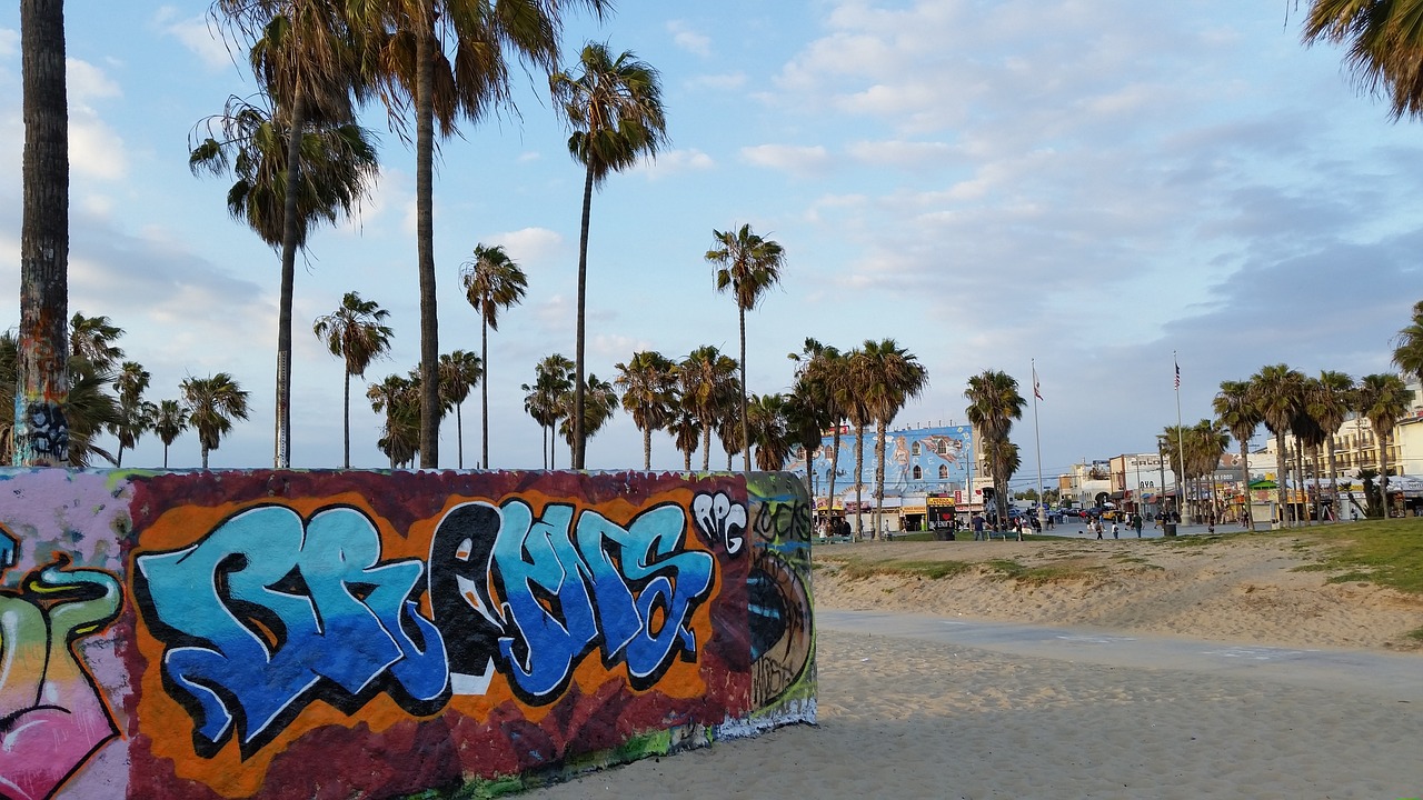 Venecijos Paplūdimys, Papludimys, Grafiti, Venecija, Kalifornija, Kelionė, Los, Angeles, Vasara, Delnas