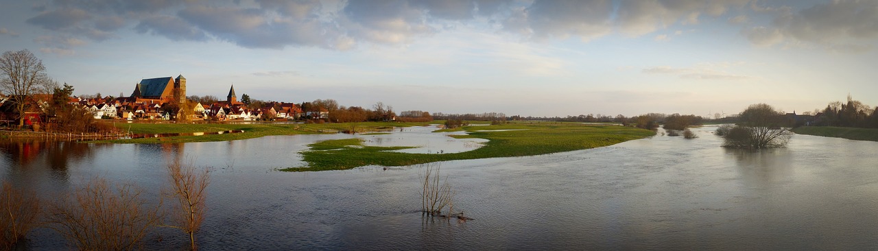 Iš Visų Upė, Visi, Didelis Vanduo, Verdener Dom, Vanduo, Kraštovaizdis, Potvynis, Bankas, Atmosfera, Riverside