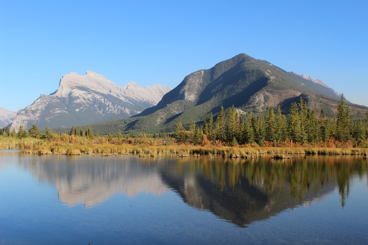 Vermilioniniai Ežerai, Atspindys, Ežeras, Banff, Vermilionas, Alberta, Kalnas, Kanada, Vanduo, Gamta