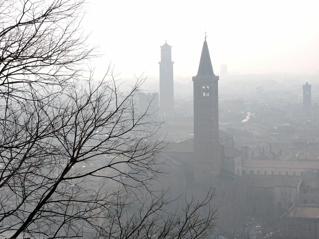 Verona, Kraštovaizdis, Rūkas, Kampanelis, Miesto Panorama, Žiema, Nemokamos Nuotraukos,  Nemokama Licenzija