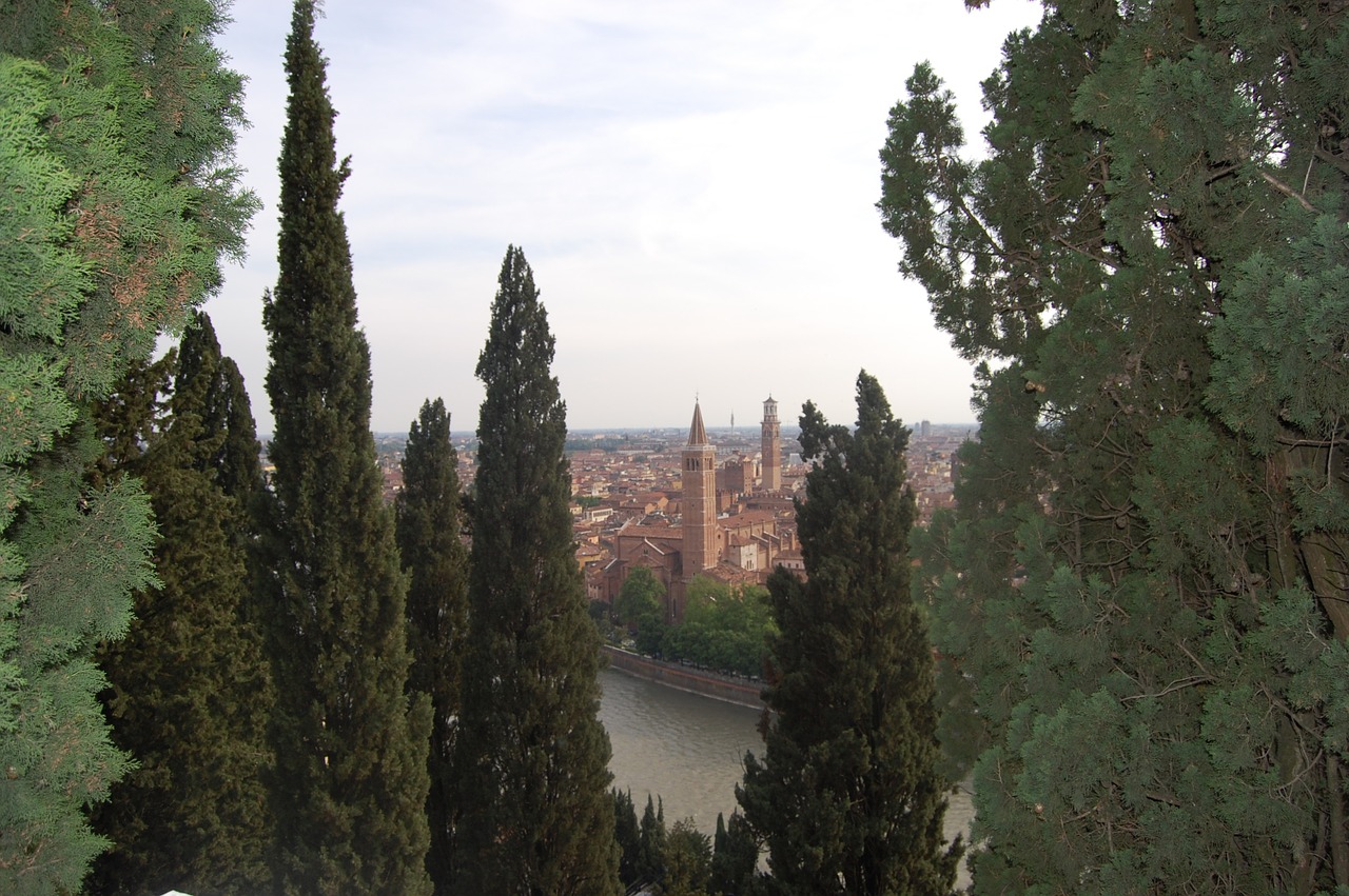 Verona, Italy, Gamta, Parkas, Miestas, Bažnyčia, Torre, Pastatai, Upė, Kraštovaizdis