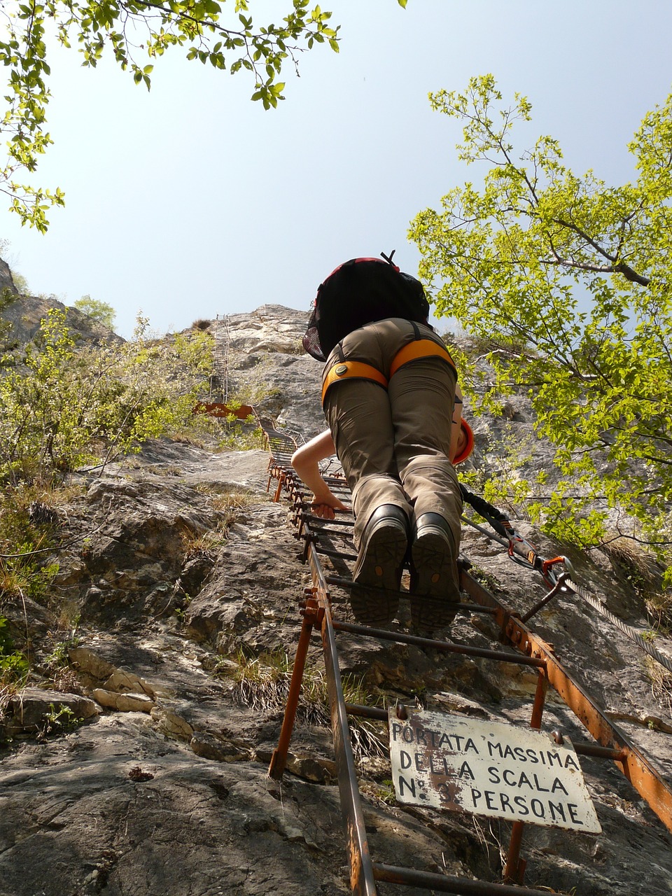 Per Dellamicizia, Garda, Cima Sat, Alpinizmas, Laipiojimo Platformos Sistema, Lipti, Kopėčios, Laidai, Alpinistas, Via Ferrata