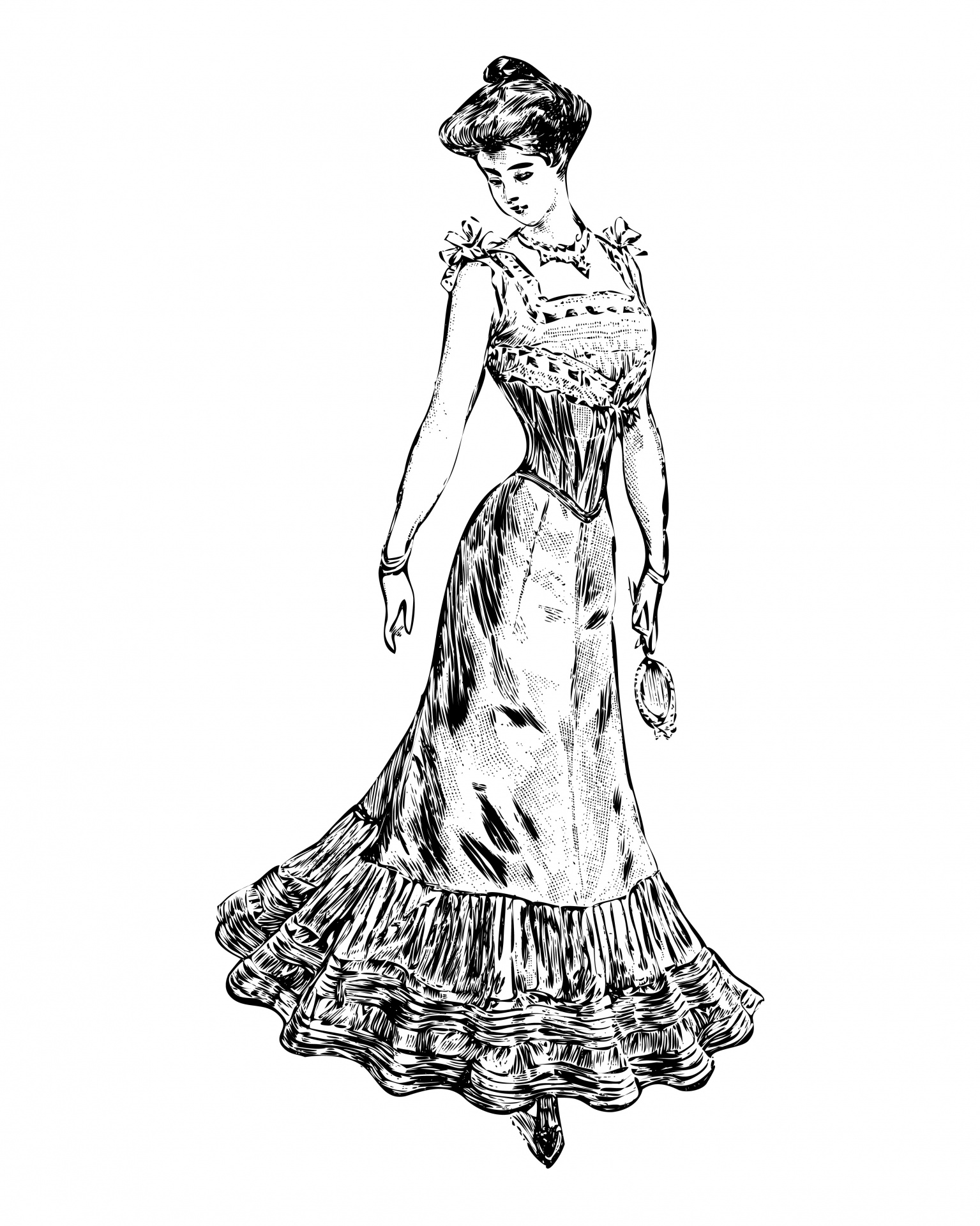 Moteris,  Victorian,  Vintage,  Gražus,  Elegantiškas,  Moteris,  Lady,  Line & Nbsp,  Menas,  Iliustracijos