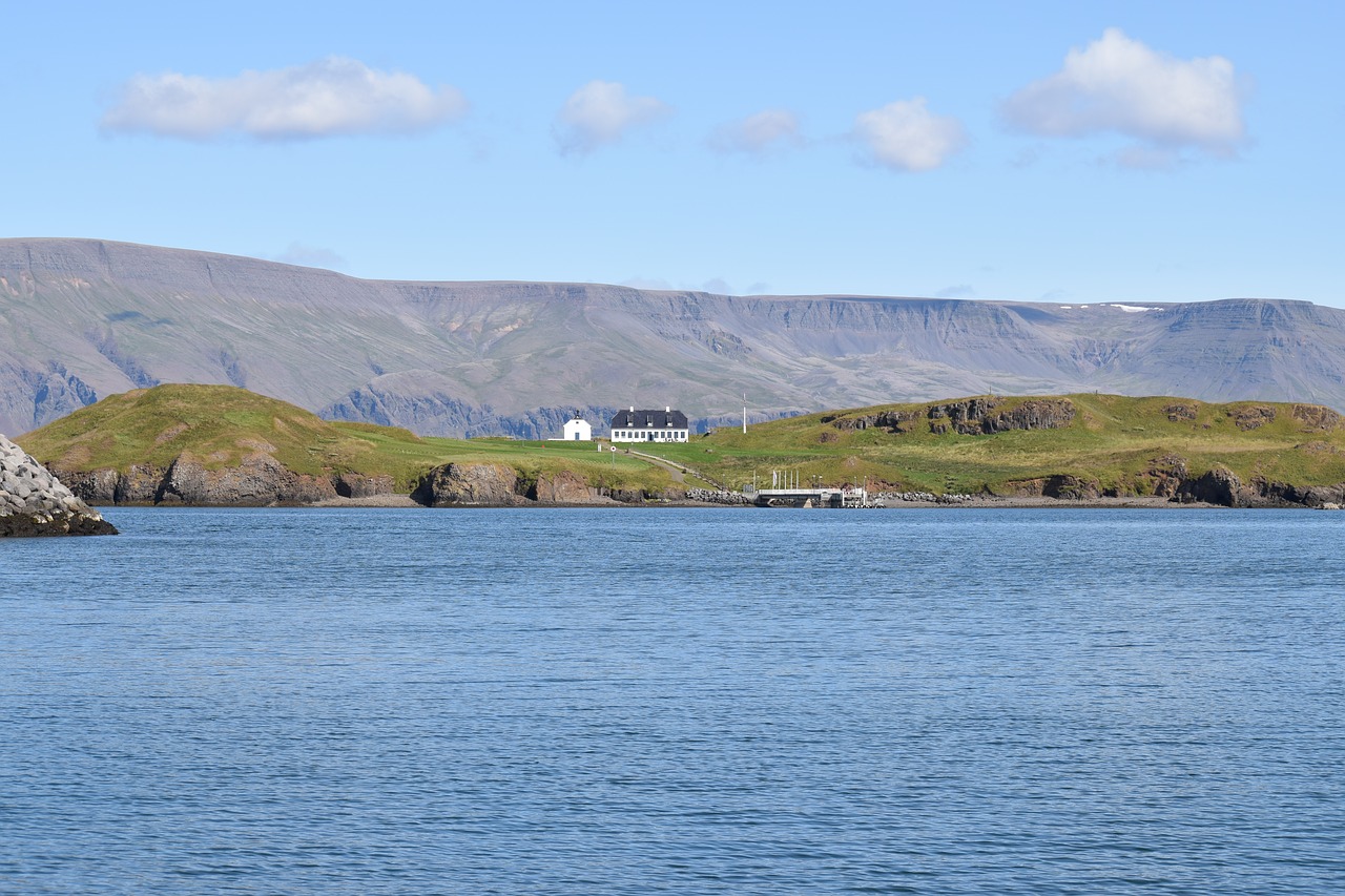 Videy, Sala, Iceland, Reikjavikas, Istorinis, Namas, Restoranas, Krantas, Vandenynas, Mėlynas