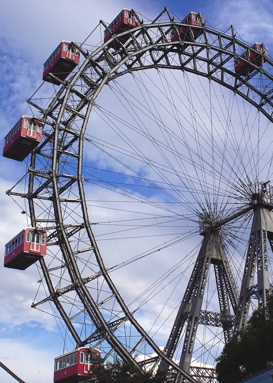 Vienna, Ferris Ratas, Prater, Pramogų Parkas, Austria, Plienas, Statyba, Pritraukimas, Architektūra, Nemokamos Nuotraukos