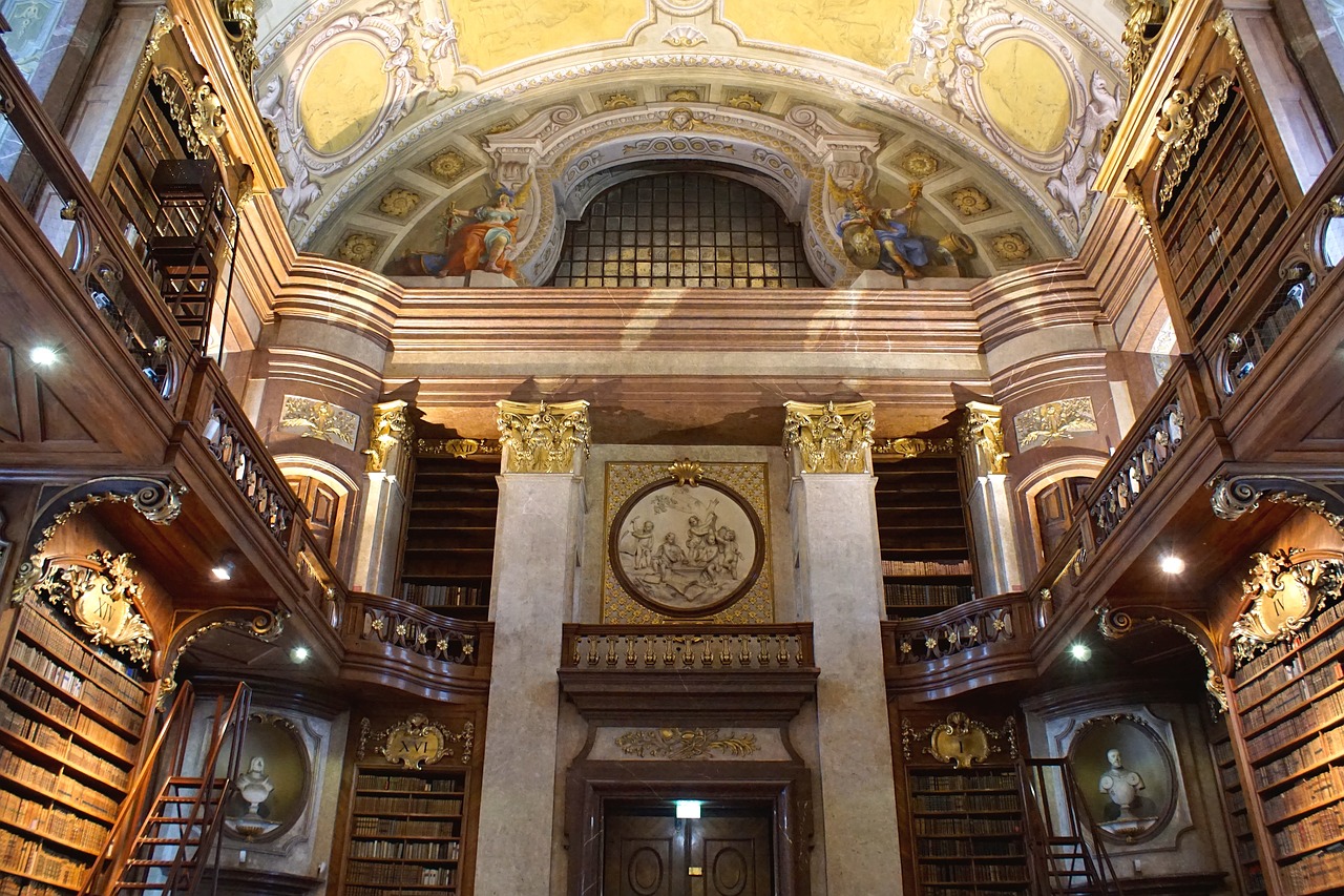 Vienna, Nacionalinė Biblioteka, Ceremonijos Salė, Hofburgo Imperatoriaus Rūmai, Knygos, Austria, Knyga, Lobis, Istoriškai, Barokas