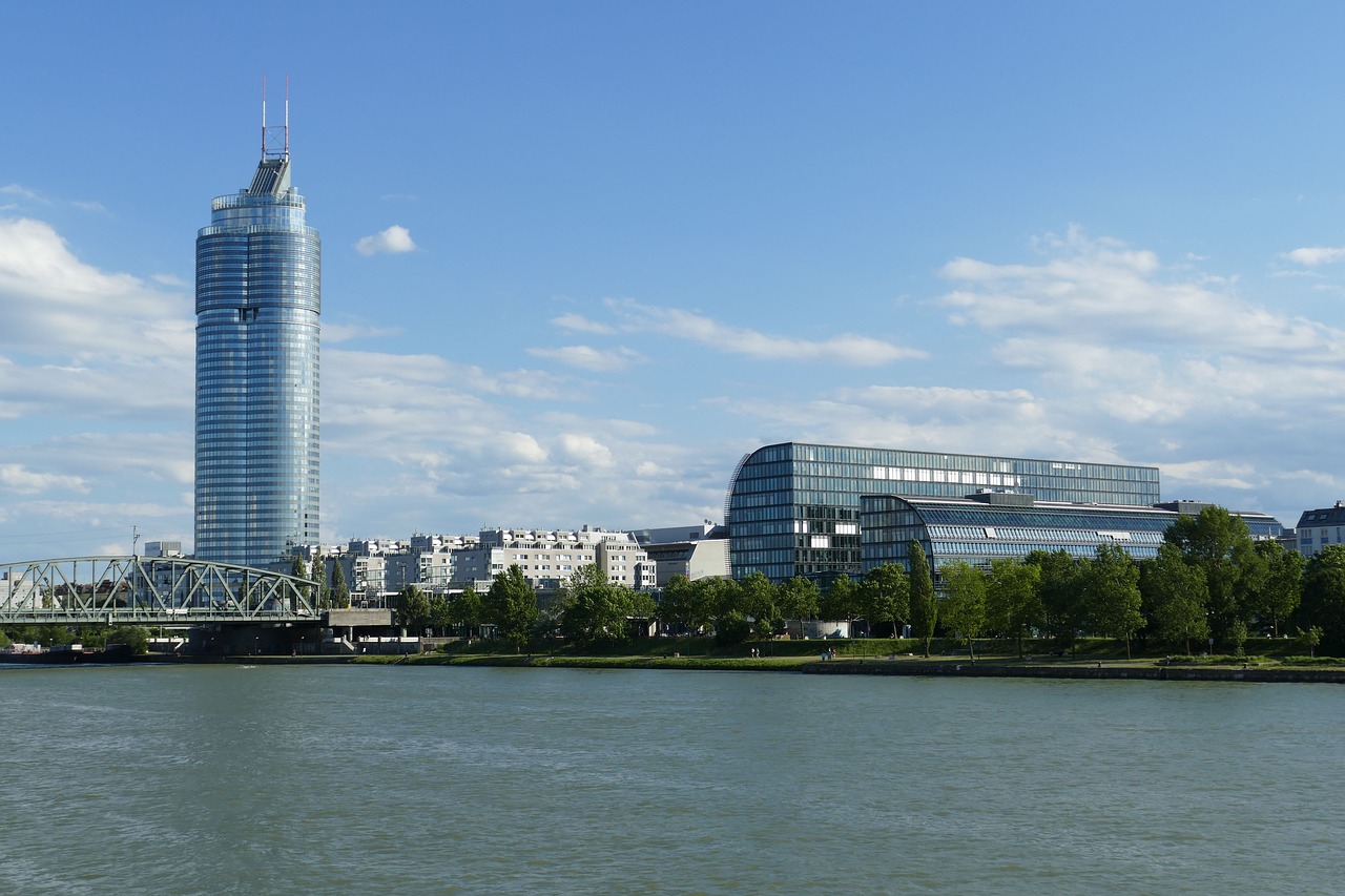 Vienna, Austria, Architektūra, Vaizdas, Panorama, Pastatas, Danube, Upė, Upės Kruizas, Neustadt