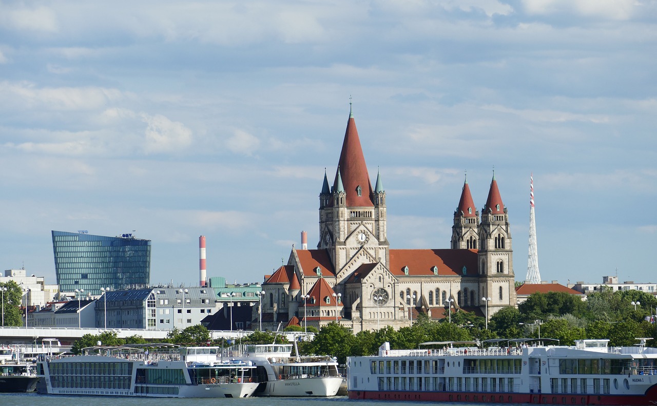 Vienna, Austria, Architektūra, Vaizdas, Panorama, Pastatas, Danube, Upė, Upės Kruizas, Neustadt