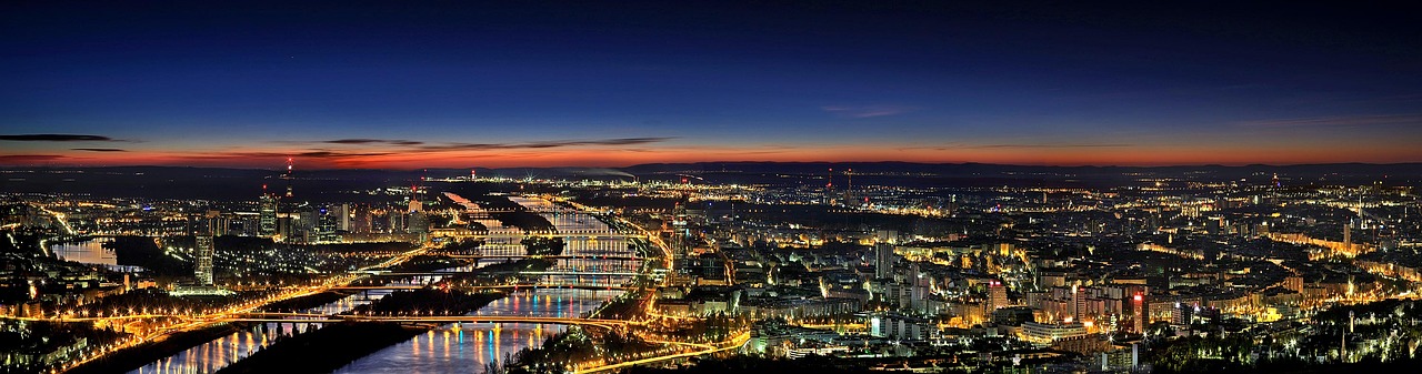Vienna, Panorama, Naktis, Vakaras, Nuotaika, Vaizdas, Perspektyva, Miesto Panorama, Geras Vaizdas, Kapitalas