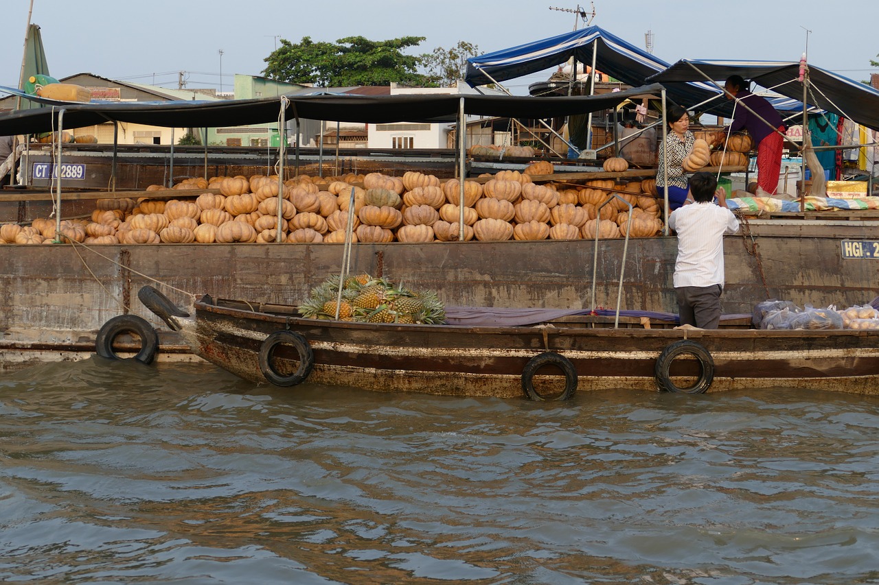 Vietnamas, Mekong Upė, Mekong Delta, Kelionė Laivu, Upė, Turgus, Plūduriuojanti Rinka, Boot, Laivas, Transportas