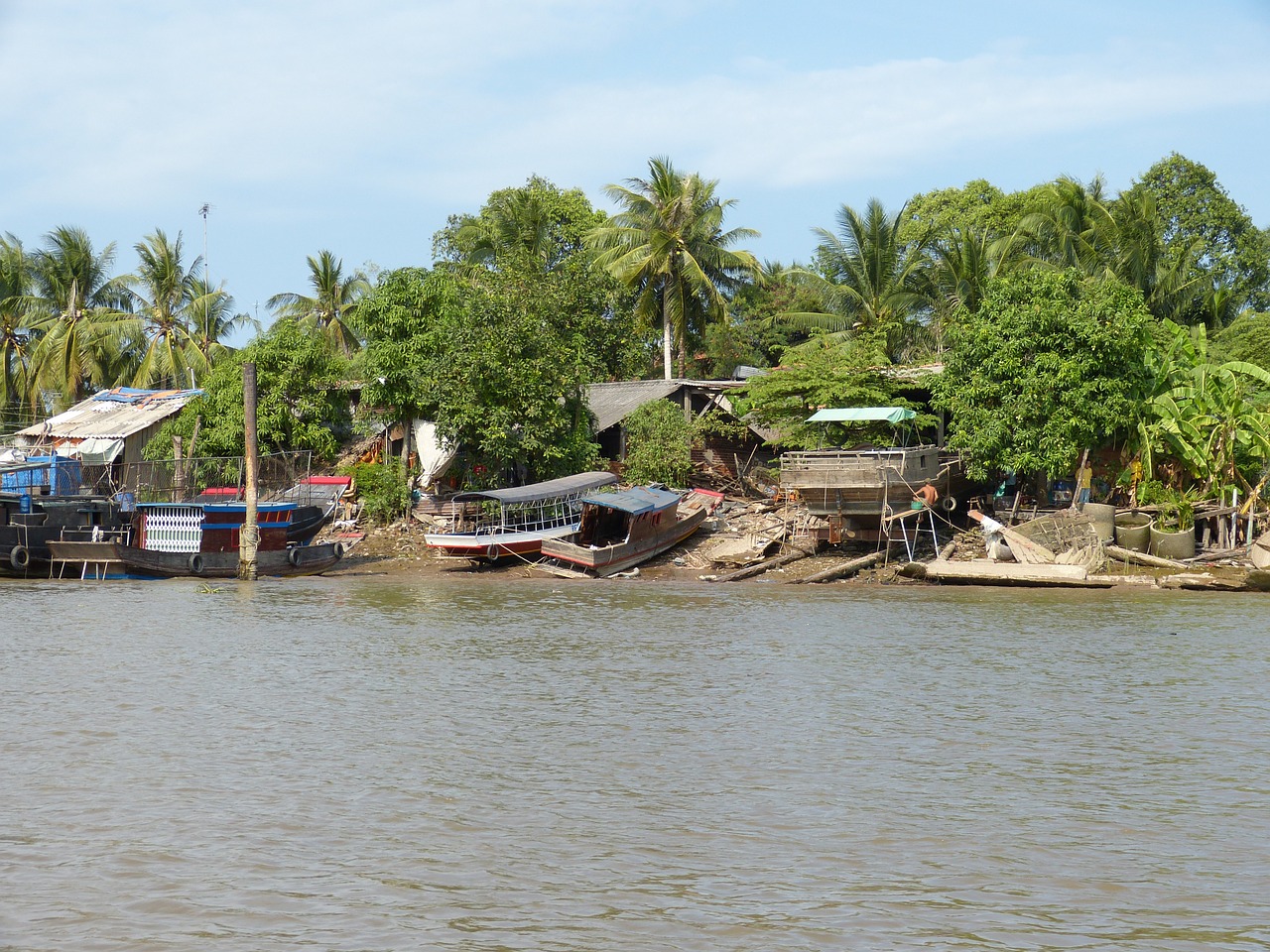 Vietnamas, Mekong Upė, Mekong Delta, Upė, Transportas, Laivas, Atogrąžų, Vidaus Vandens Kelių Transportas, Laivyba, Medinė Valtis