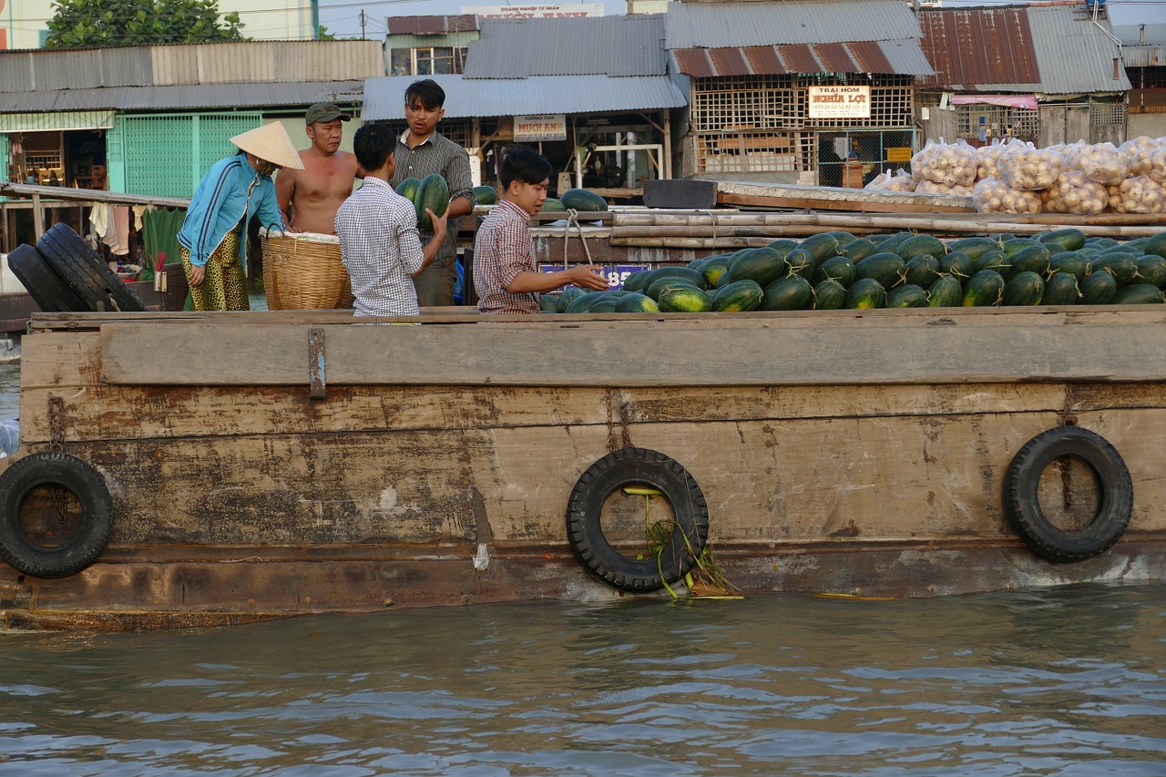 Vietnamas, Mekong Upė, Mekong Delta, Kelionė Laivu, Upė, Turgus, Plūduriuojanti Rinka, Boot, Laivas, Transportas