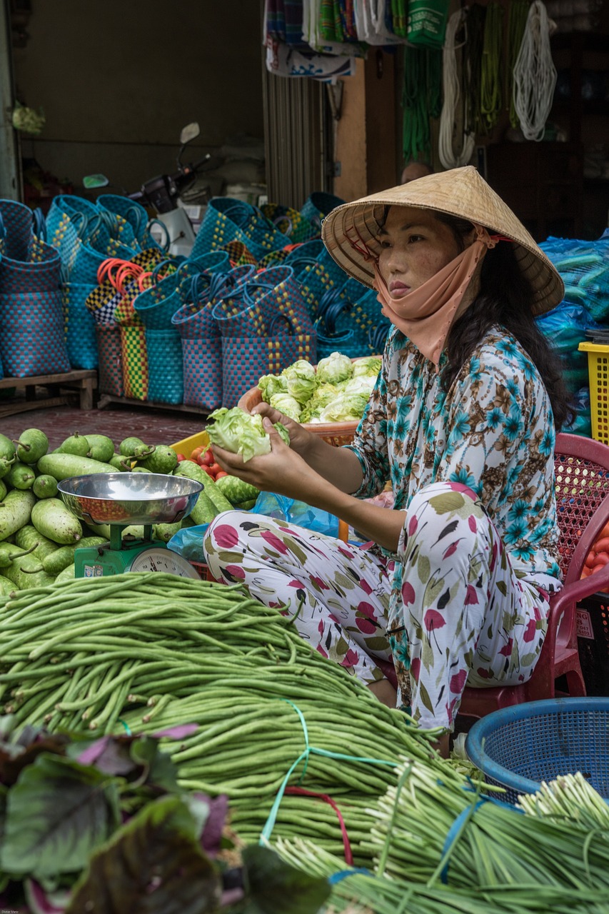 Vietnamas, Turgus, Asija, Vietnamiečių Moteris, Daržovės, Maistas, Mityba, Nemokamos Nuotraukos,  Nemokama Licenzija