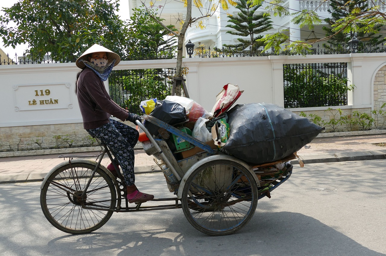 Vietnamas, Asija, Transportas, Šiukšlių, Šalinimas, Atliekos, Dviratis, Nemokamos Nuotraukos,  Nemokama Licenzija