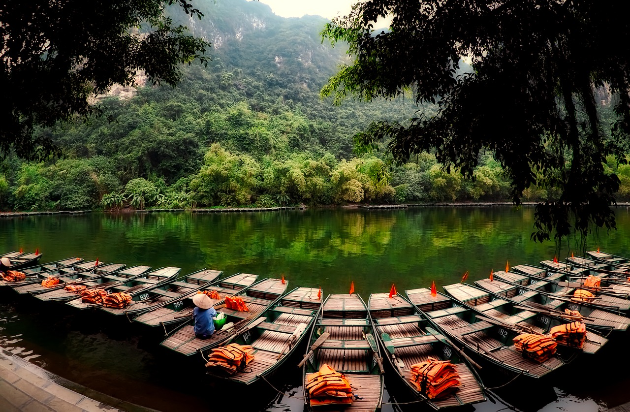 Vietnamas, Valtys, Gelbėjimosi Liemenės, Miškas, Džiunglės, Miškai, Medžiai, Upė, Ežeras, Kraštovaizdis