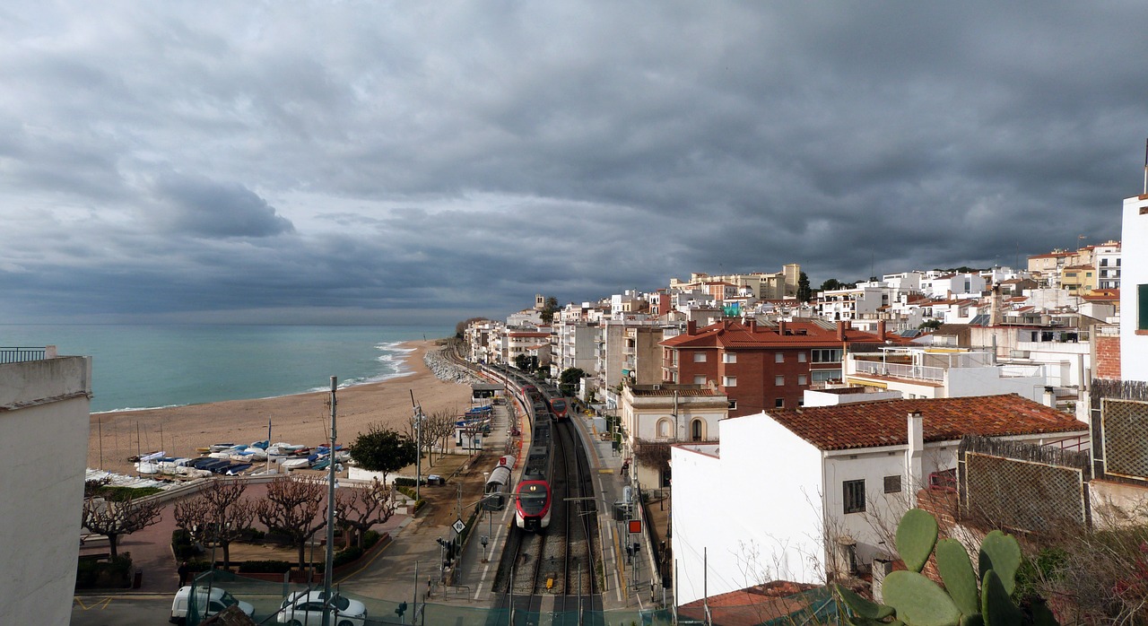 Vaizdas, Panoraminis, Jūra, Viduržemio Jūros, Terasa, Sant Pol, Maresme, Catalunya, Katalonija, Senamiestis