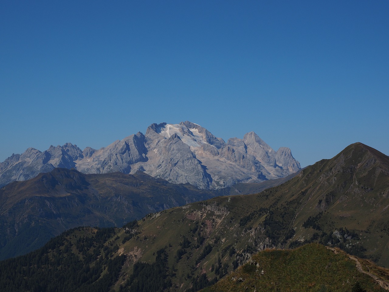 Vaizdas, Tolimas Vaizdas, Monte La Banca, Marmolada, Piccolo Vernelis, Gruzdinėlė, Passo Giau, Ampezzo Dolomitai, Dolomitai, South Tyrol