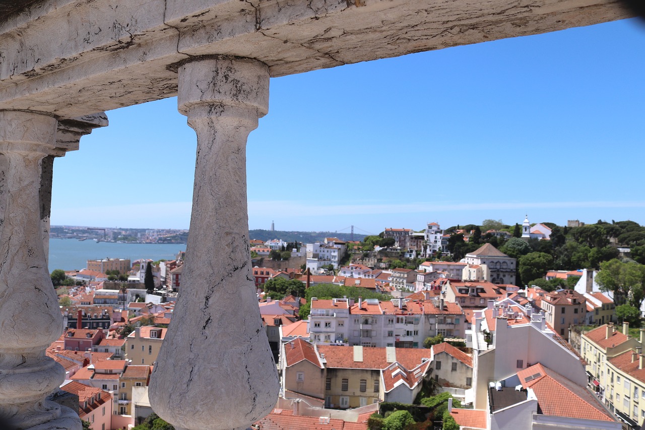 Peržiūrėti,  Portugalija,  Lisabonos,  Stogai,  Saulė,  Dangus,  Mėlyna,  Architektūra,  Akmuo,  Perspektyvos
