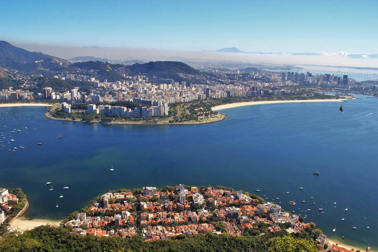 Vaizdas Iš Cukranendrių, Jūros Pakrantė Guanabara-On, Rio, Apsvaiginimo, Cukraus Gabalas, Orientyras, Gamta, Mėlynas, Brazilas, Brazilija