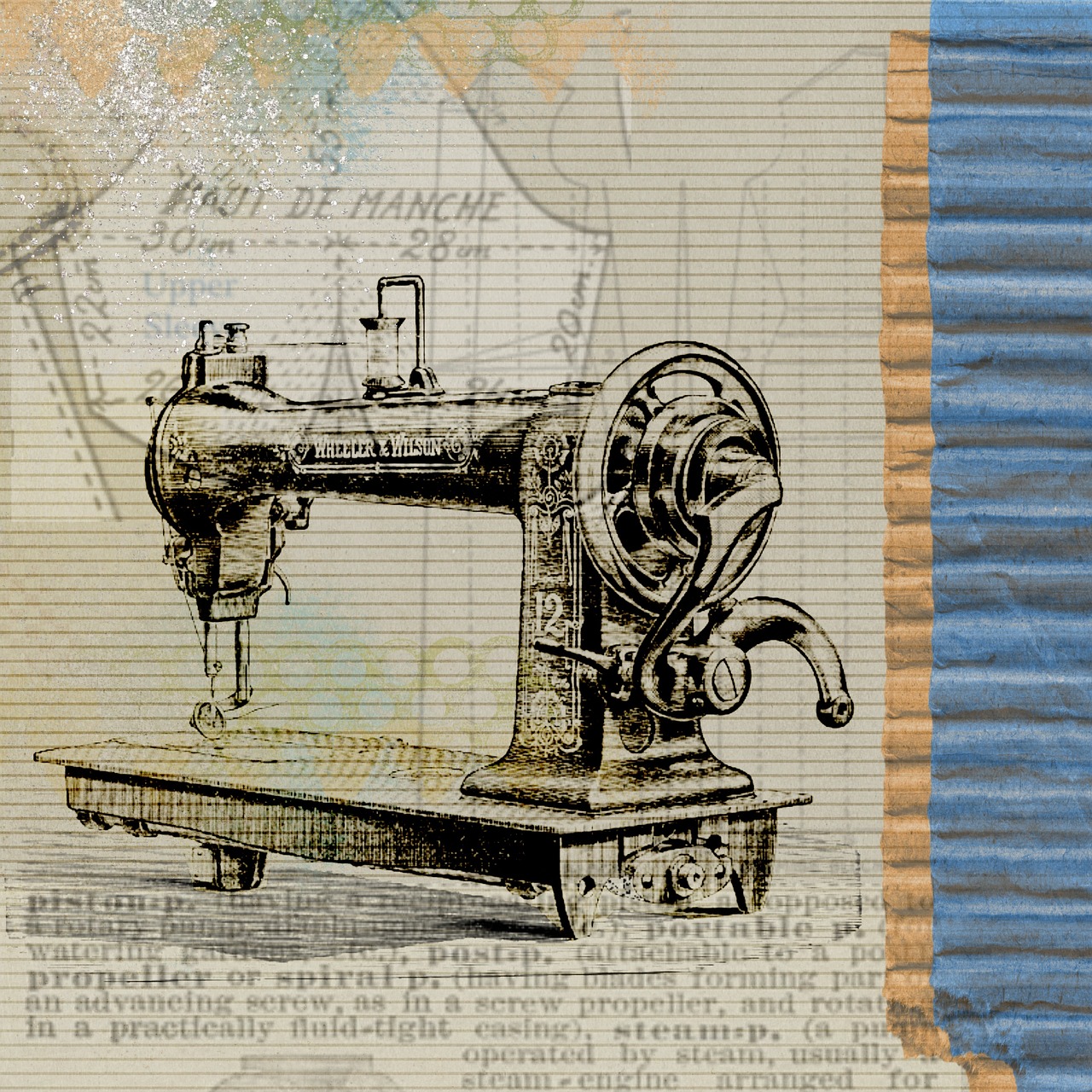 Siuvimas, Mašina, Vintage, Steampunk, Išradimas, Patentas, Retro, Dizainas, Tekstilė, Mada