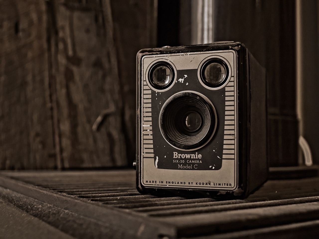 Vintage, Fotoaparatas, Kodak, Brownie, Dėžė, Šeši 20, Sepija, Retro, Vaizdo Ieškiklis, Stiklas