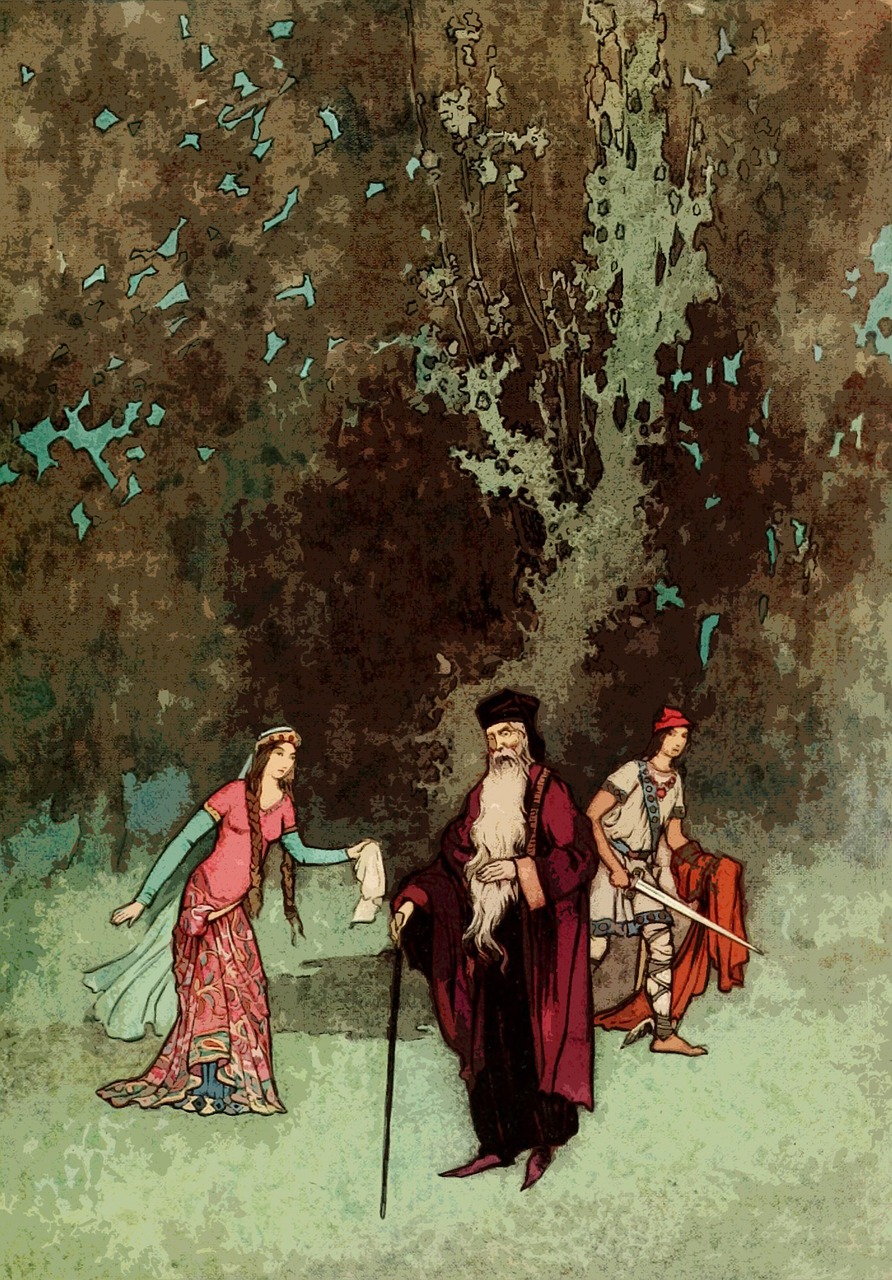 Vintage, Senas, Senovinis, Žavus, Enchanted, Retro, Iliustruotas, Warwick Goble, Iliustratorius, Pasaka