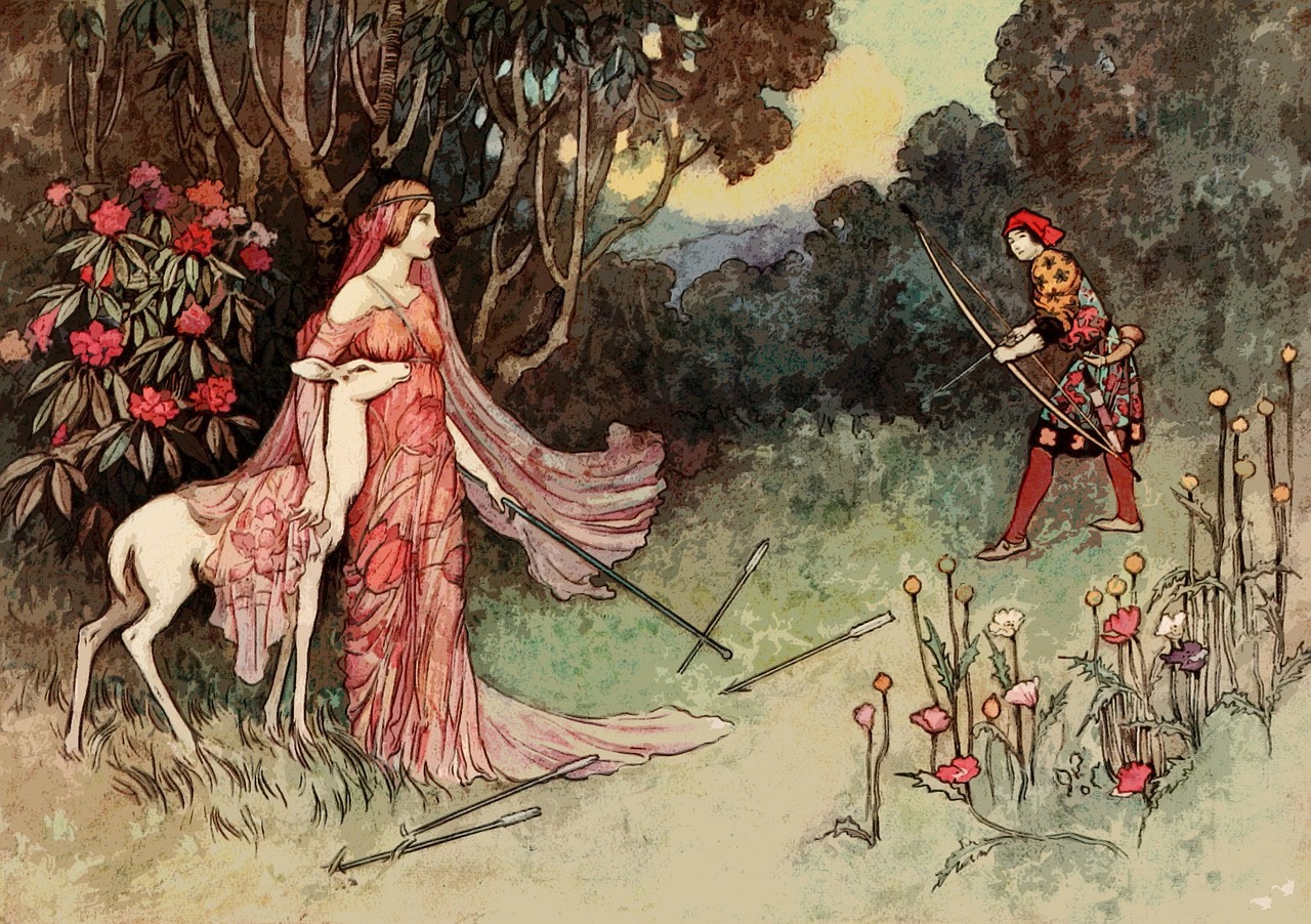 Vintage, Retro, Enchanted, Žavus, Pasaka, Enchanting, Knygos Iliustracija, Warwick Goble, Menas, Iliustratorius