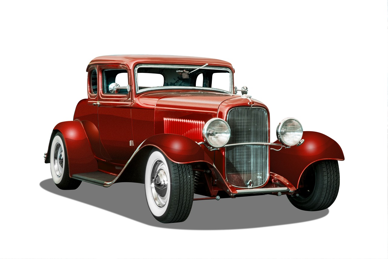 Vintage Automobilis,  Balto Pagrindo,  Karšto Strypo,  Raudona Spalva,  Senovinis,  Transportas,  Automobilių,  Ford,  Vintage,  Penkių Langas
