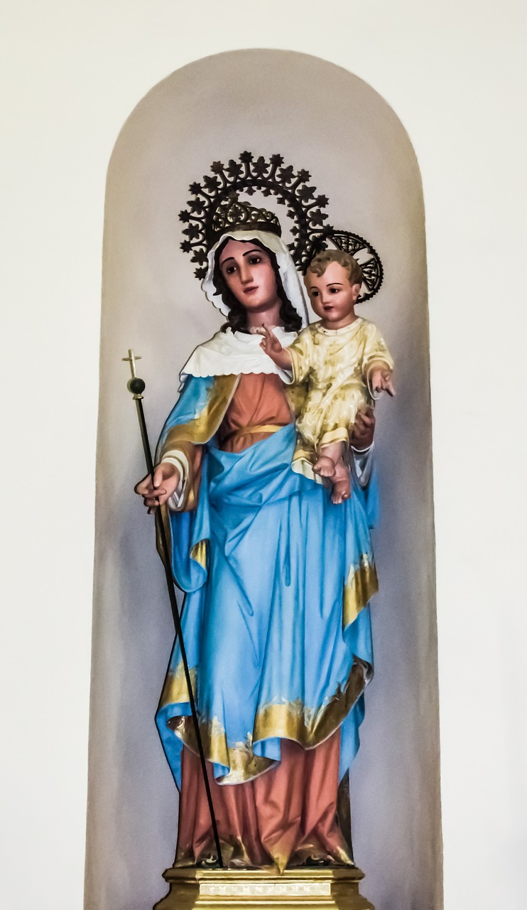 Mergelė Marija, Jėzus Kristus, Statula, Terra Santa, Malonių Virgininė Marija, Katalikų Bažnyčia, Franciscan, Larnaka, Kipras, Religija