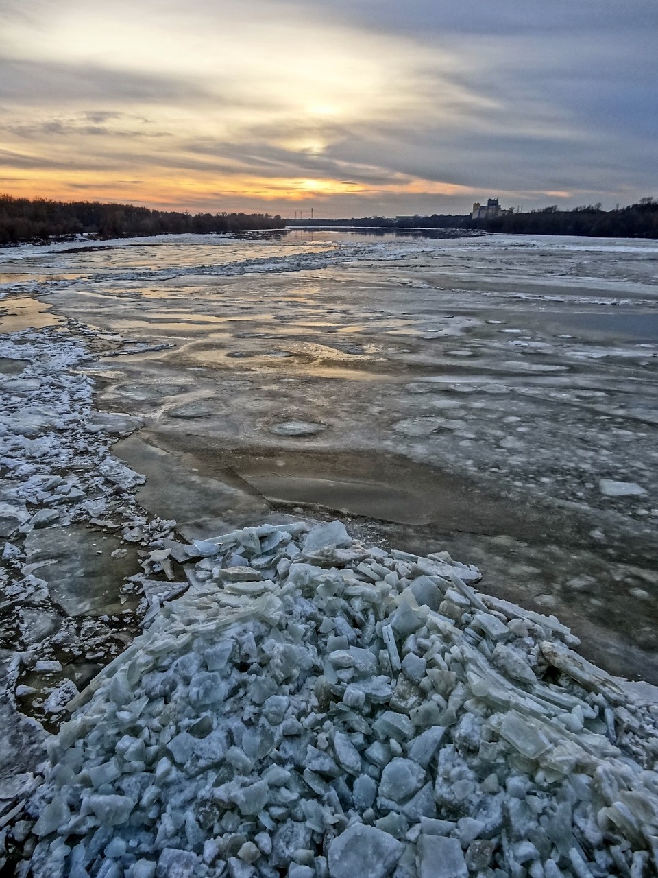 Vistula, Bydgoszcz, Upė, Žiema, Ledas, Saulėlydis, Scena, Lenkija, Sušaldyta, Nemokamos Nuotraukos