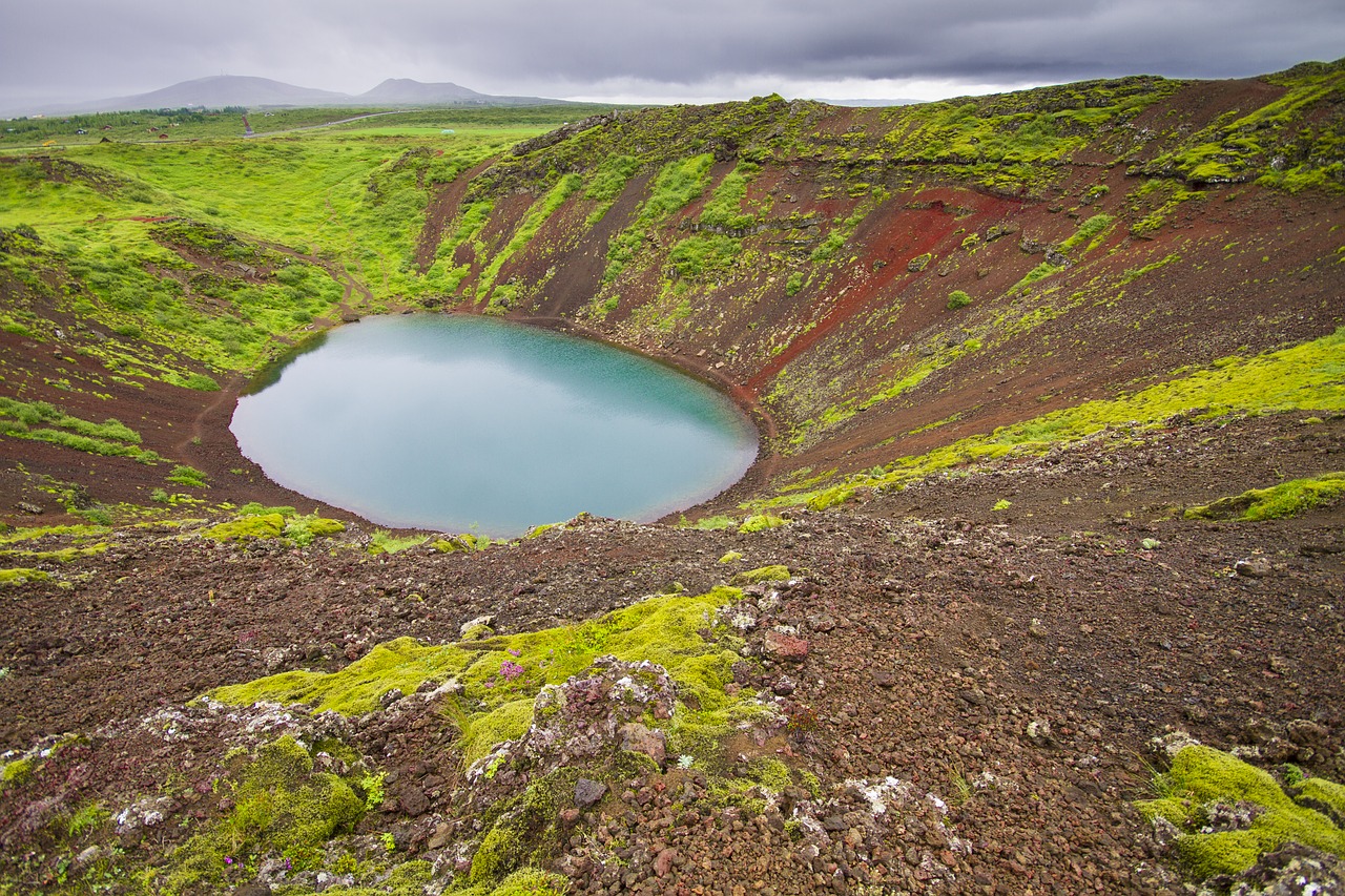 Vulkanas, Krateris, Vulkaninis Krateris, Kraterio Ežeras, Kerio, Iceland, Nemokamos Nuotraukos,  Nemokama Licenzija