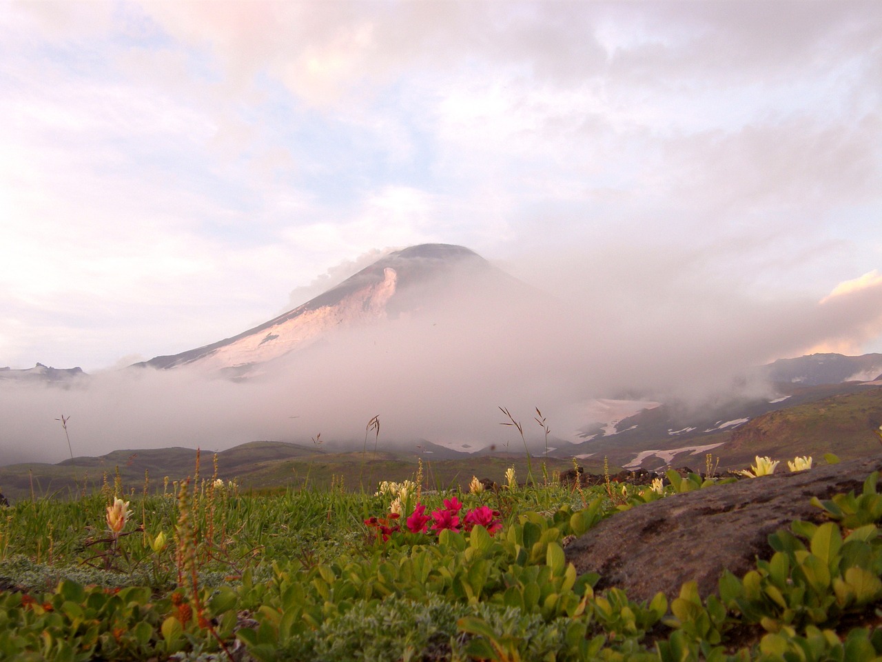 Vulkanas, Pėda, Gėlės, Kalnai, Kraštovaizdis, Gamta, Kelionė, Kamchatka, Aukštis, Kalnų Plynaukštė